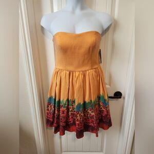 Aqua Brand Floral Strapless Dress Fit&Flare Size 12 Homecoming Summer Fall